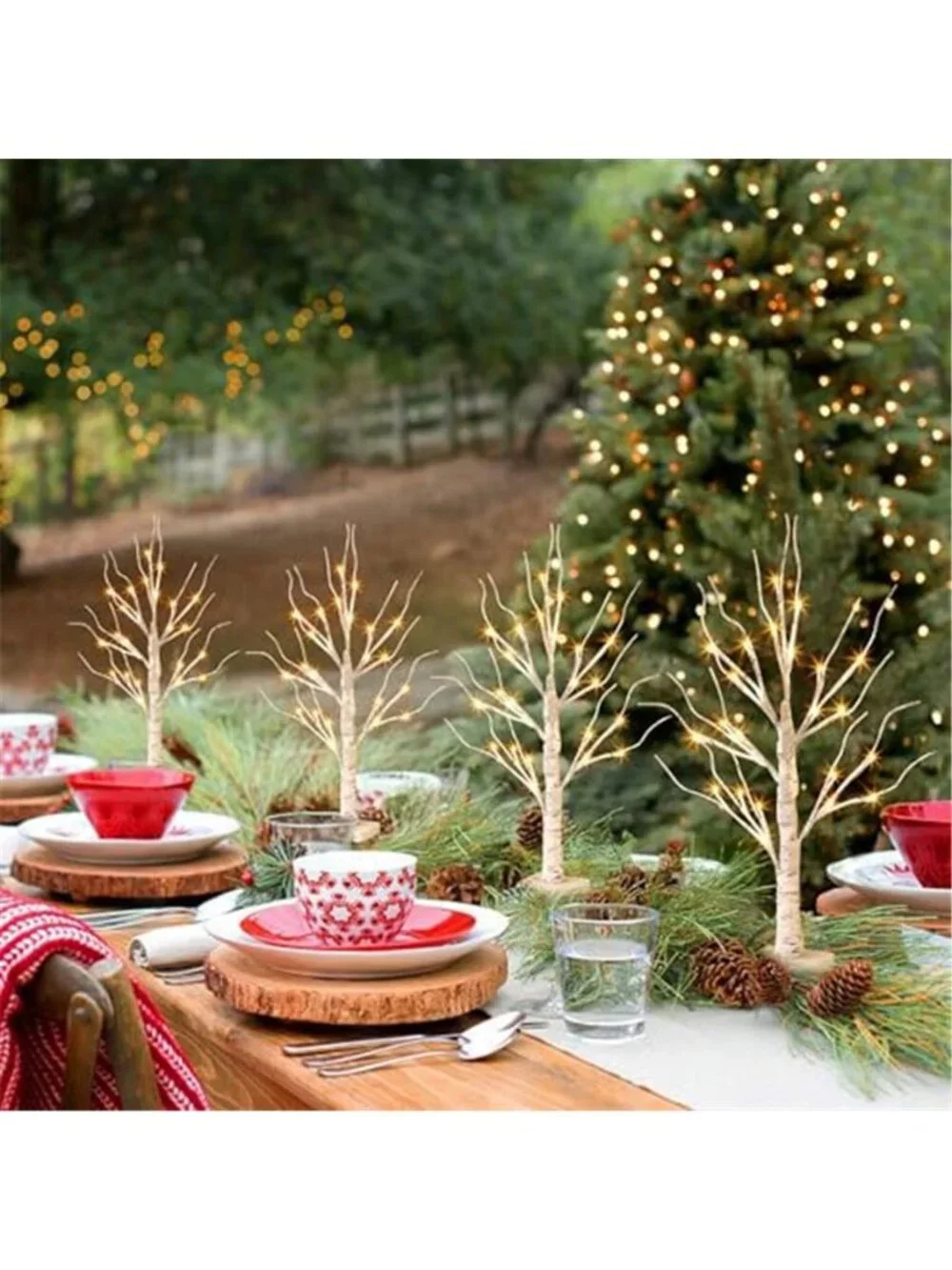 LED Birch Tree Tabletop Decor 4Pack Lighted Artificial Trees Holiday Centerpiece